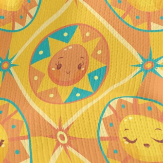 可愛卡通太陽仿毛衣布(幅寬150公分)