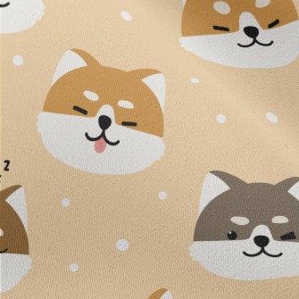 調皮粗眉毛柴犬雪紡布(幅寬150公分)