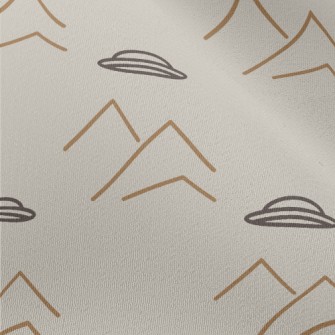 卡通飛碟與山脈雪紡布(幅寬150公分)