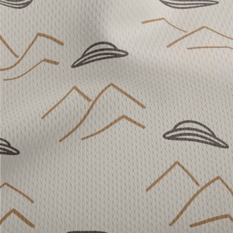 卡通飛碟與山脈鳥眼布(幅寬160公分)
