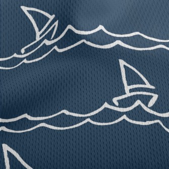 帆船與海浪鳥眼布(幅寬160公分)
