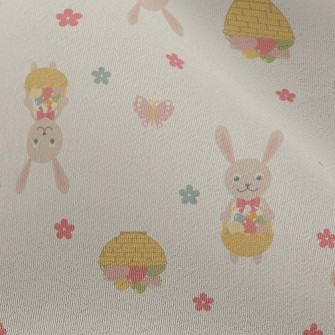兔子拿彩繪蛋籃雪紡布(幅寬150公分)