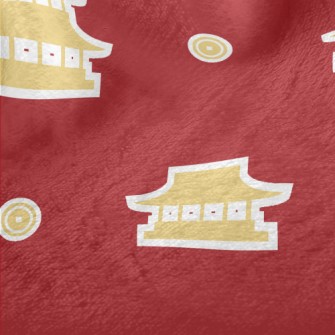 中式建築貼紙法蘭絨(幅寬150公分)