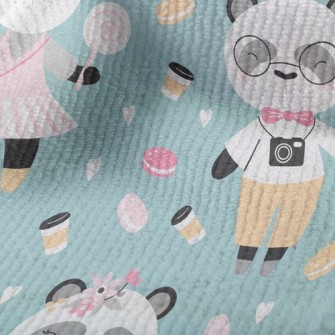 約會貓熊情侶毛巾布(幅寬160公分)