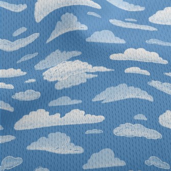 藍天白雲塗鴉鳥眼布(幅寬160公分)