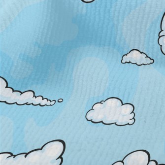 卡通藍色雲朵毛巾布(幅寬160公分)