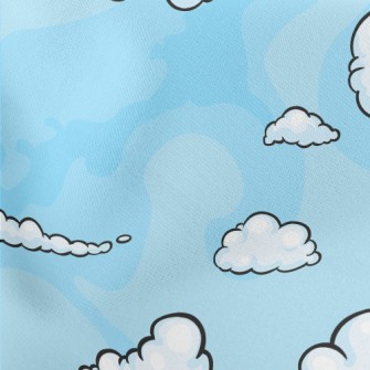 卡通藍色雲朵羅馬布(幅寬160公分)