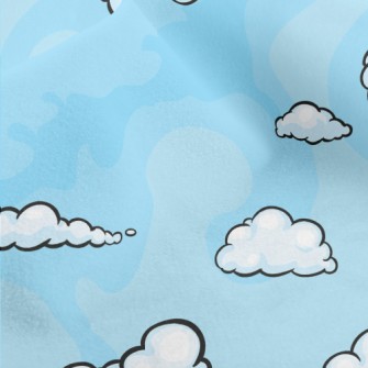卡通藍色雲朵水晶絨(幅寬160公分)