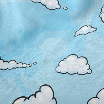 卡通藍色雲朵法蘭絨(幅寬150公分)
