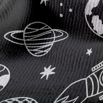 手繪太空飛船毛巾布(幅寬160公分)