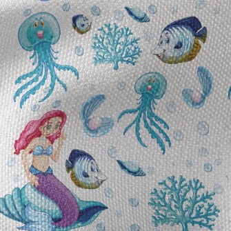 水母小魚美人魚帆布(幅寬150公分)