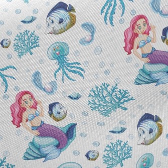 水母小魚美人魚斜紋布(幅寬150公分)