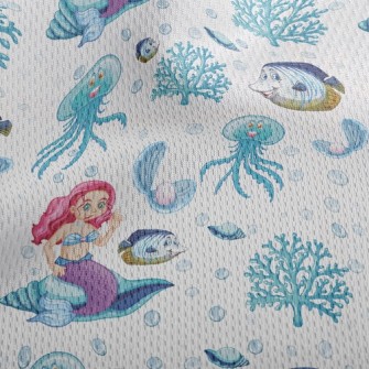 水母小魚美人魚鳥眼布(幅寬160公分)