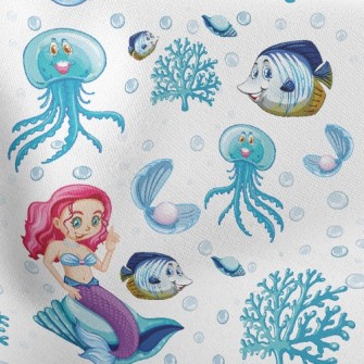 水母小魚美人魚羅馬布(幅寬160公分)