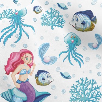 水母小魚美人魚水晶絨(幅寬160公分)
