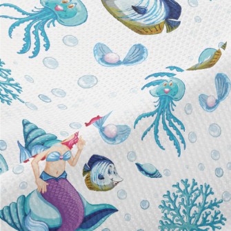 水母小魚美人魚高爾布(幅寬180公分)