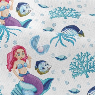 水母小魚美人魚仿棉布(幅寬150公分)
