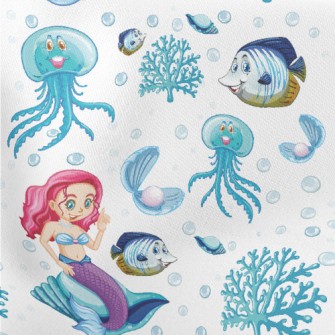 水母小魚美人魚薄棉布(幅寬150公分)