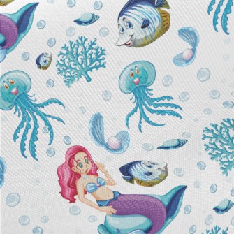 水母小魚美人魚厚棉布(幅寬150公分)
