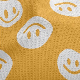白色微笑表情符號鳥眼布(幅寬160公分)