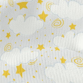 魔法星星與雲朵仿毛衣布(幅寬150公分)