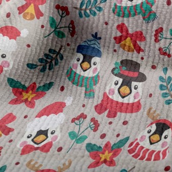 聖誕裝扮企鵝毛巾布(幅寬160公分)