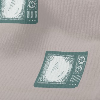 手繪畫風復古電視毛巾布(幅寬160公分)