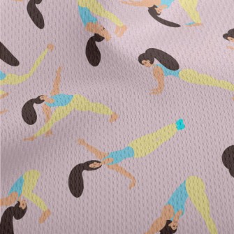 女孩做瑜珈運動鳥眼布(幅寬160公分)