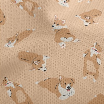 塗鴉可愛柯基犬鳥眼布(幅寬160公分)