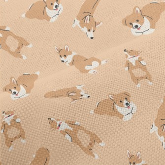 塗鴉可愛柯基犬麻布(幅寬150公分)