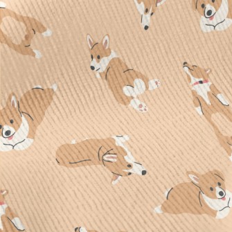 塗鴉可愛柯基犬燈芯絨(幅寬150公分)