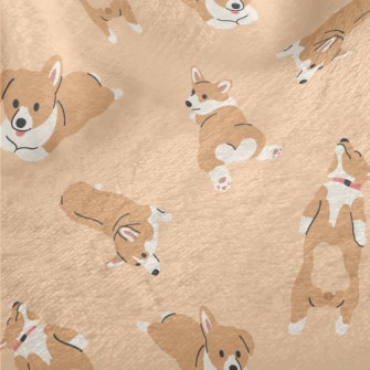 塗鴉可愛柯基犬法蘭絨(幅寬150公分)
