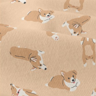 塗鴉可愛柯基犬仿棉布(幅寬150公分)