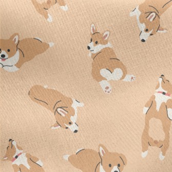 塗鴉可愛柯基犬刷毛布(幅寬150公分)