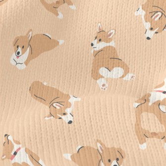塗鴉可愛柯基犬仿毛衣布(幅寬150公分)