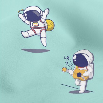 可愛活潑太空人水晶絨(幅寬160公分)