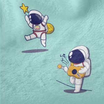 可愛活潑太空人法蘭絨(幅寬150公分)