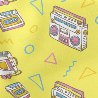復古收音機和隨身聽羅馬布(幅寬160公分)