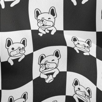 玩耍鬥牛犬竹節麻(幅寬150公分)