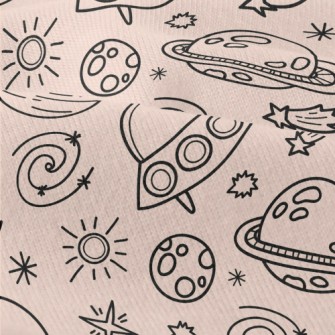 小行星與飛碟仿棉布(幅寬150公分)