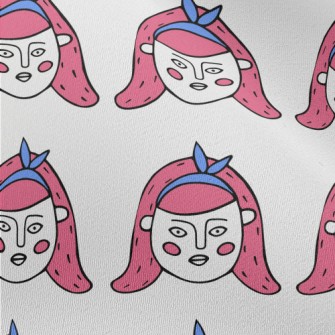 卡通風格的可愛女人臉雪紡布(幅寬150公分)