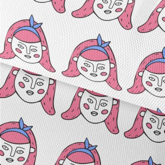 卡通風格的可愛女人臉牛津布(幅寬150公分)