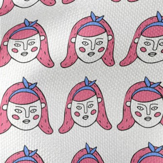 卡通風格的可愛女人臉帆布(幅寬150公分)