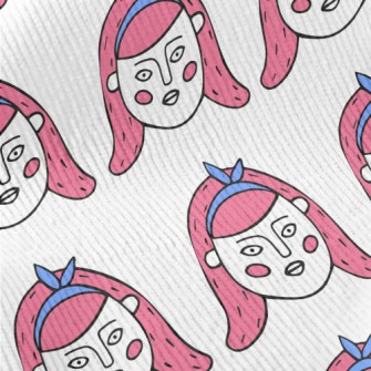 卡通風格的可愛女人臉燈芯絨(幅寬150公分)