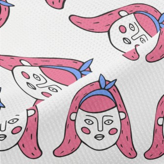 卡通風格的可愛女人臉高爾布(幅寬180公分)