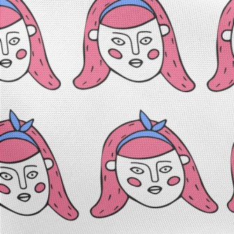 卡通風格的可愛女人臉春亞紡(幅寬160公分)