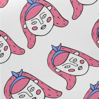 卡通風格的可愛女人臉厚棉布(幅寬150公分)