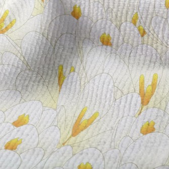 怒放的白番紅花毛巾布(幅寬160公分)