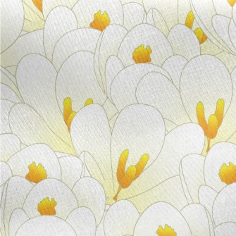 怒放的白番紅花刷毛布(幅寬150公分)