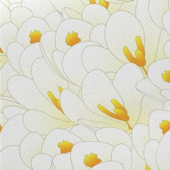 怒放的白番紅花厚棉布(幅寬150公分)